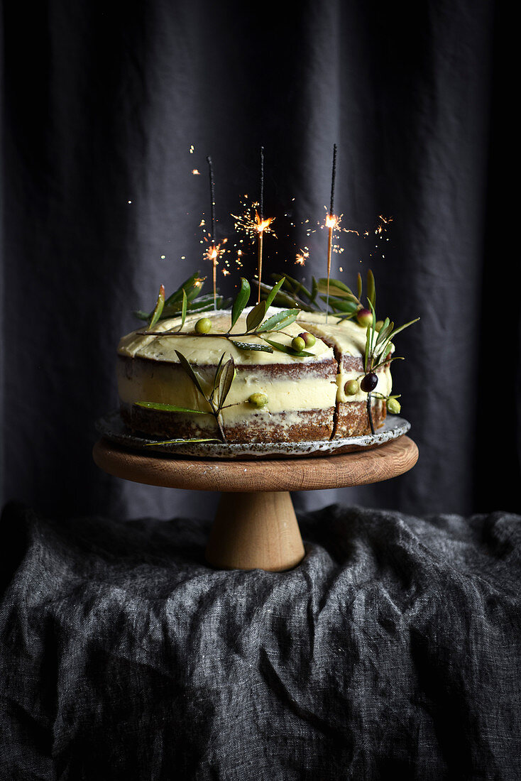 Sparklers on Carrot Cake