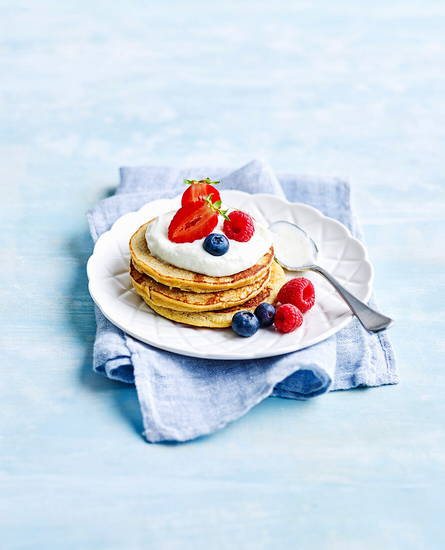 Coconut Pancakes with Berries and Yoghurt