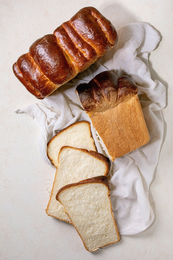 Homemade Hokkaido wheat toast bread whole and sliced