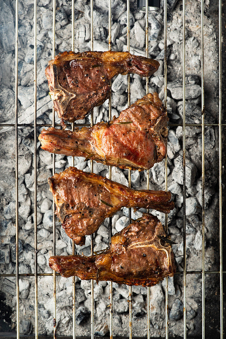 Lamb chops on grill