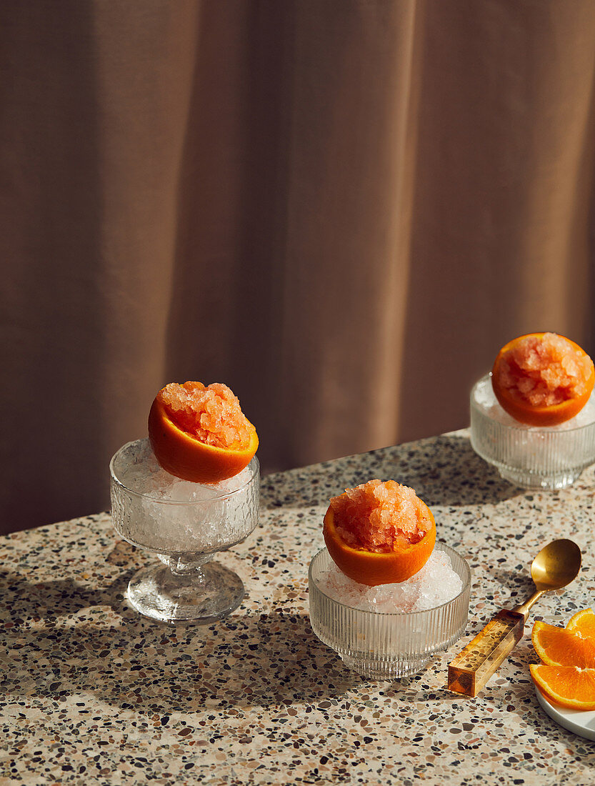 Campari and orange granita