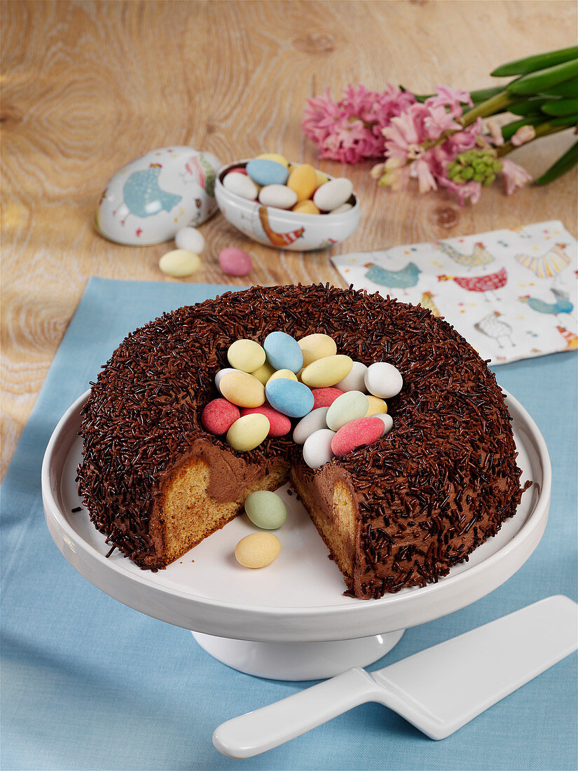 Osternest-Kuchen mit Schokolade