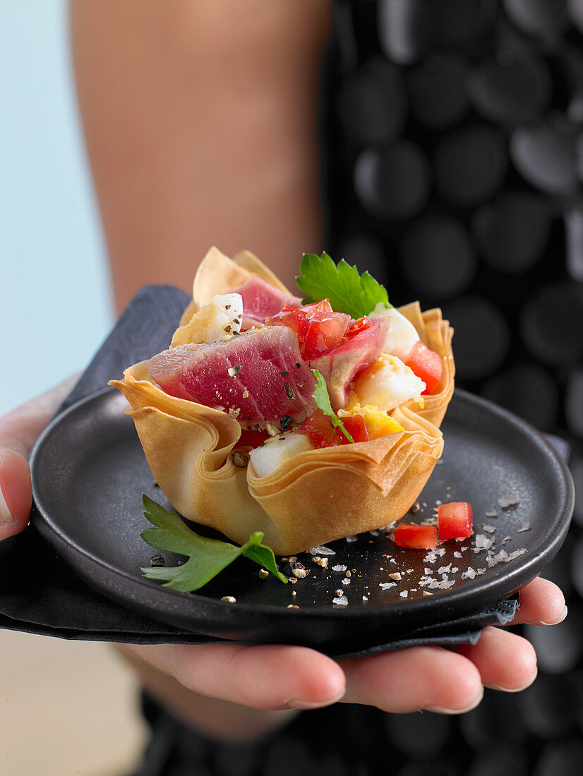 Filo pastry and tuna tartlets