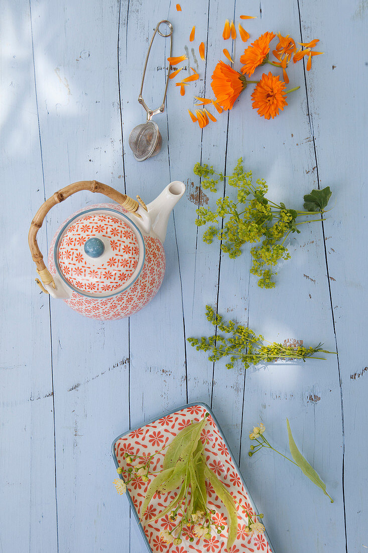 Herbal tea with lady's mantle and marigold