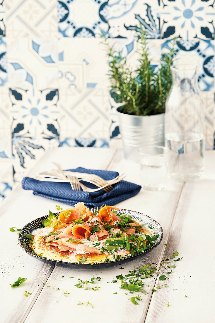Herb frittata with smoked salmon
