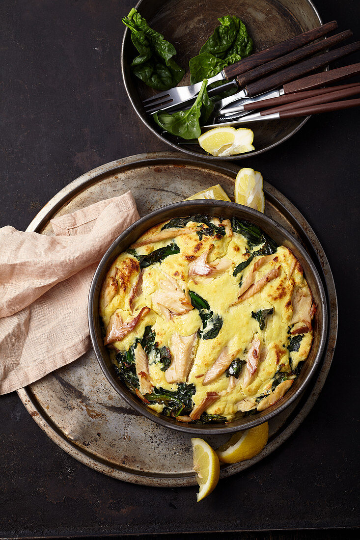 Spinach and trout soufflé