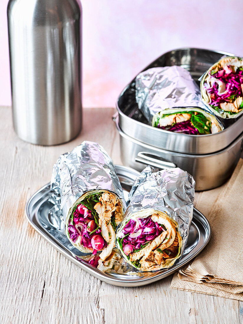 Healthy chipotle and chicken lunch wrap