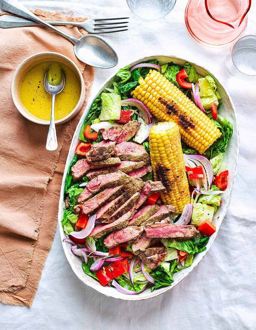 Healthy cumin-crusted steak salad
