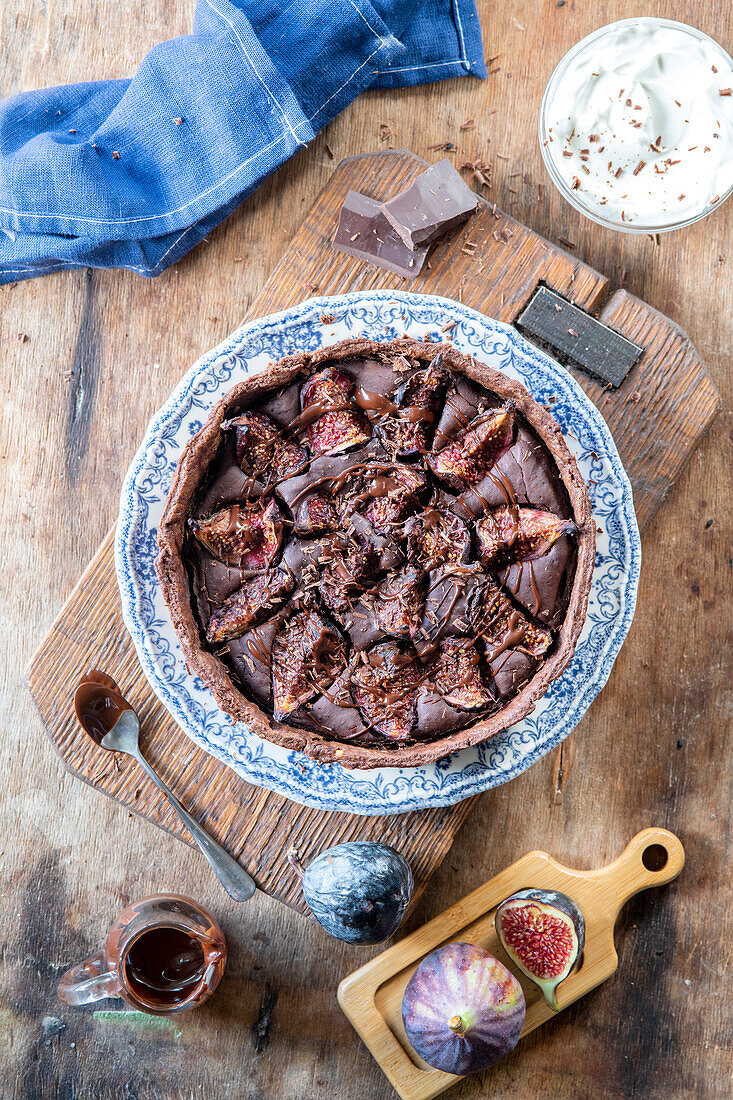 Chocolate fig tart