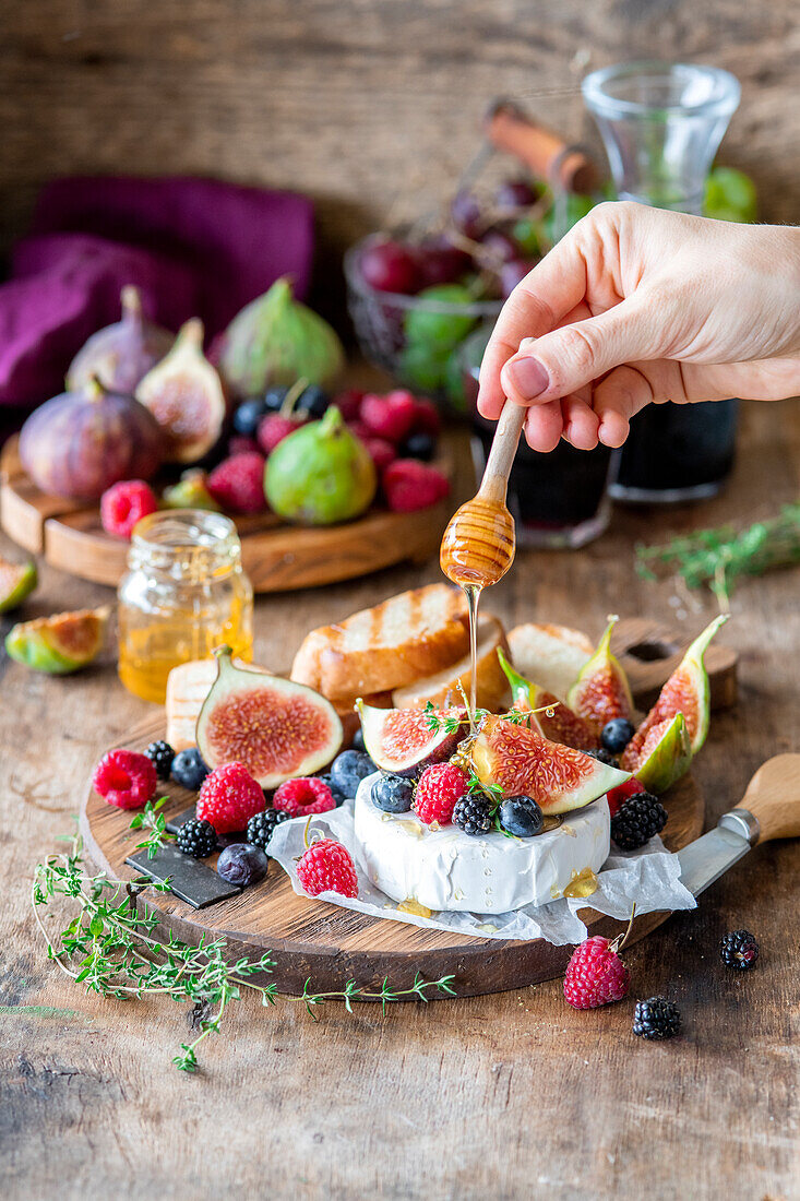 Fig, berries and brie cheese