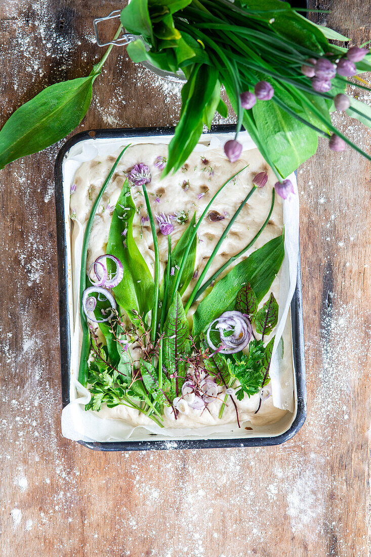 Foccacia mit Kräutern (ungebacken)