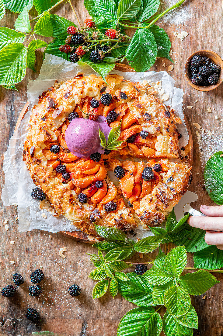 Apricot blackberry galette