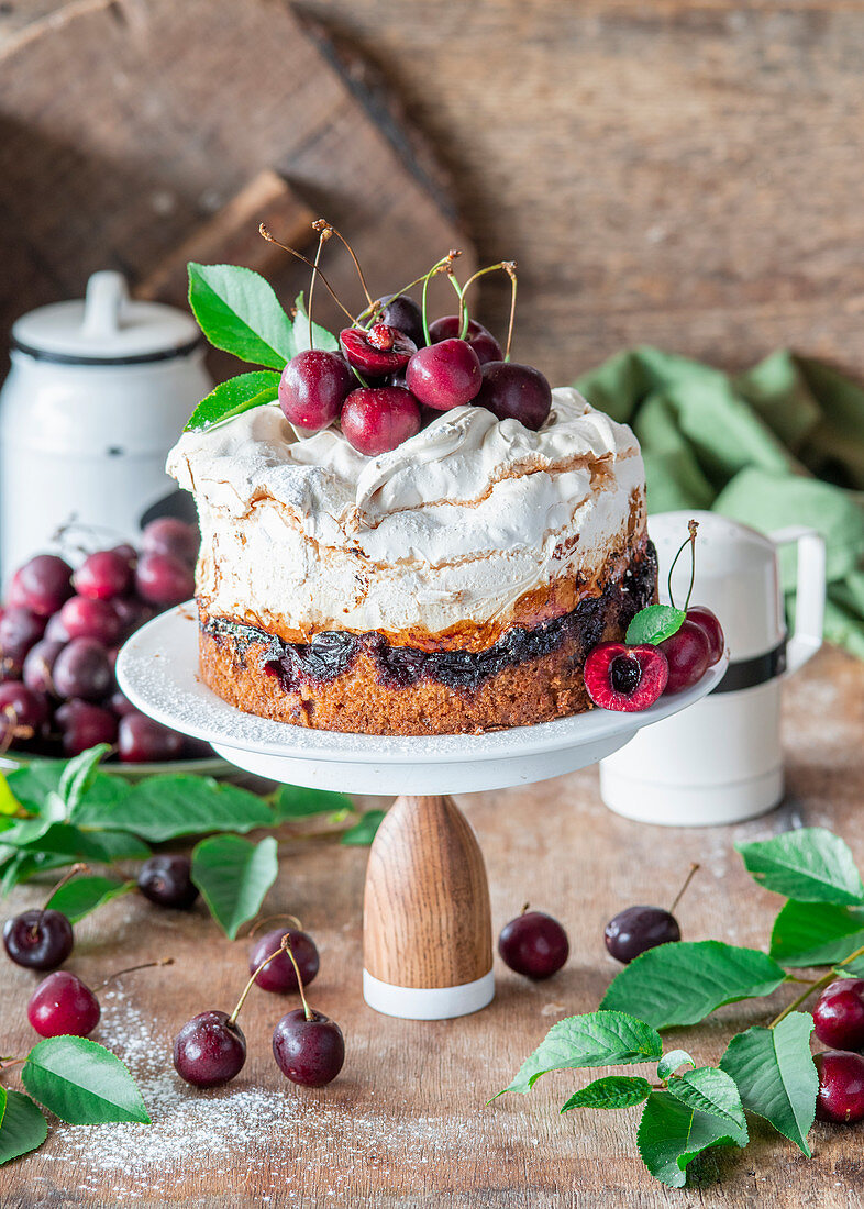 Cherry meringue cake