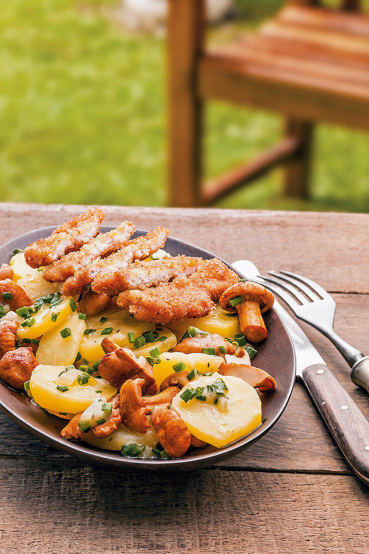 Chanterelle mushroom and potato salad