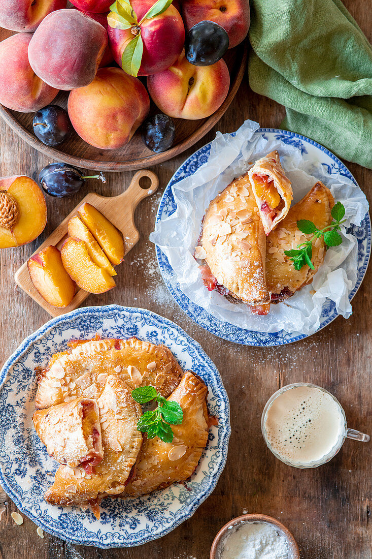 Handpies with peaches and plums