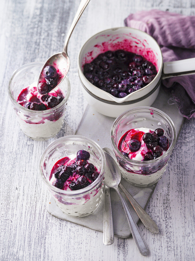 Cream curd with blueberry compote