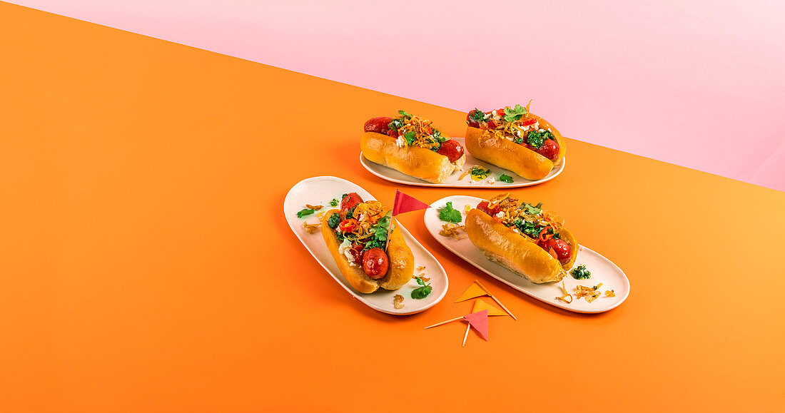Chorizo hot dogs with chimichurri