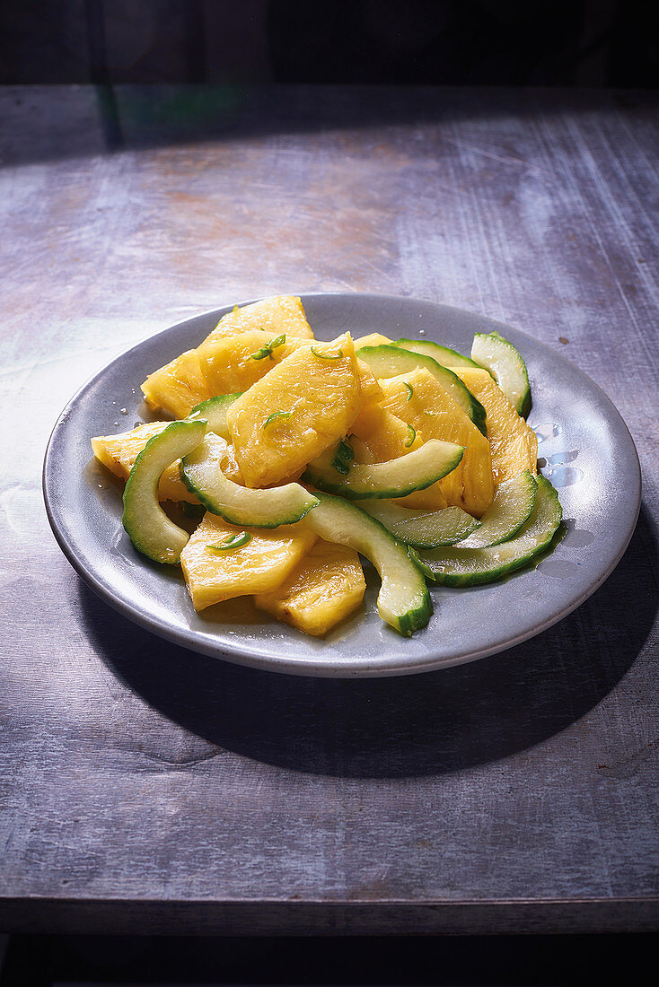 Pineapple and cucumber salad with chili