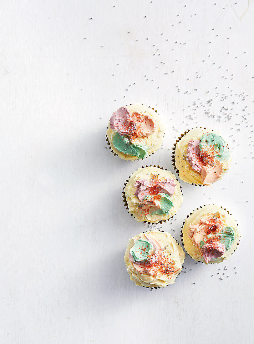 Pastellfarbene Cupcakes