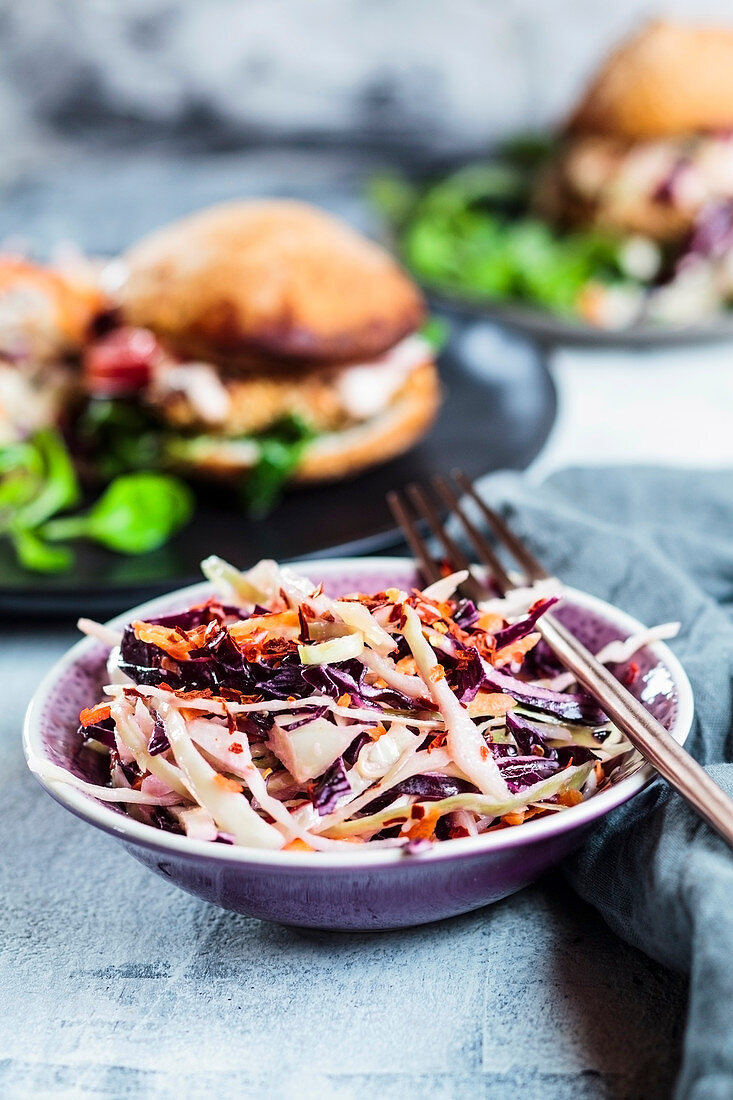 Cole Slaw mit Rotkohl und Weißkohl