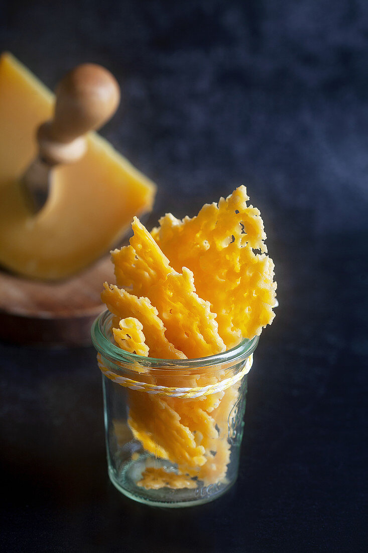 Cheese chips in a glass