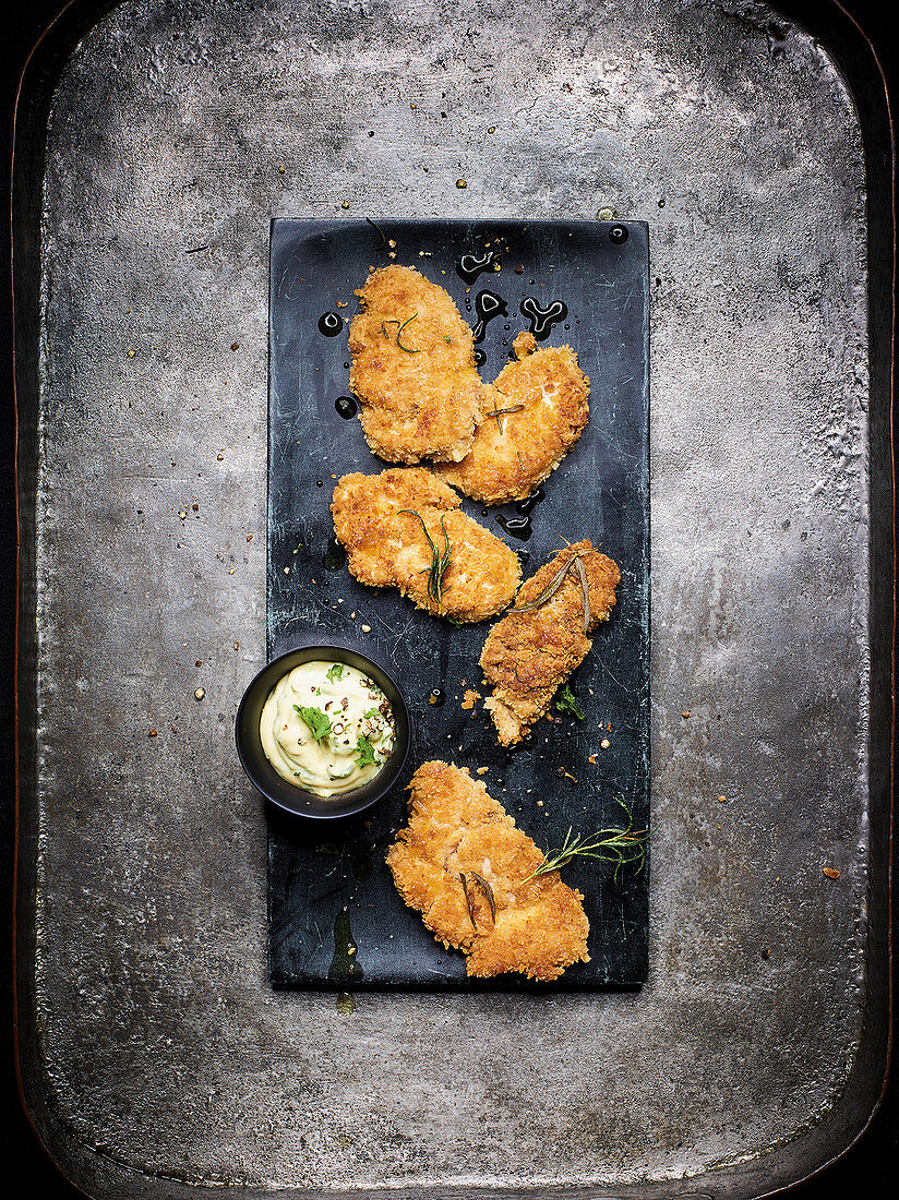 Brain donuts with herb aioli