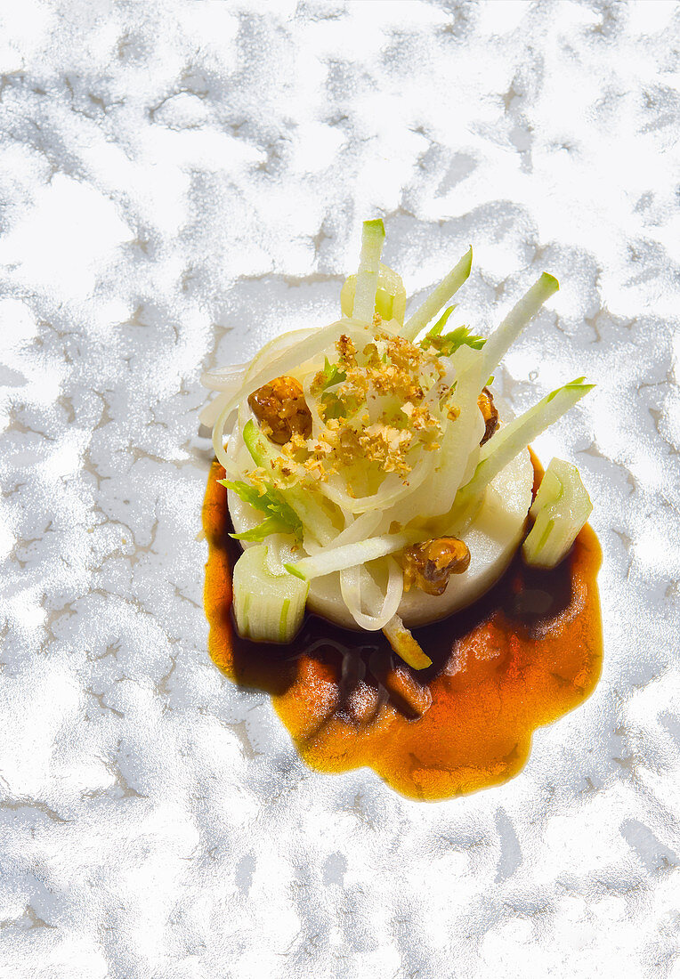 Variations of celery with apple and walnut