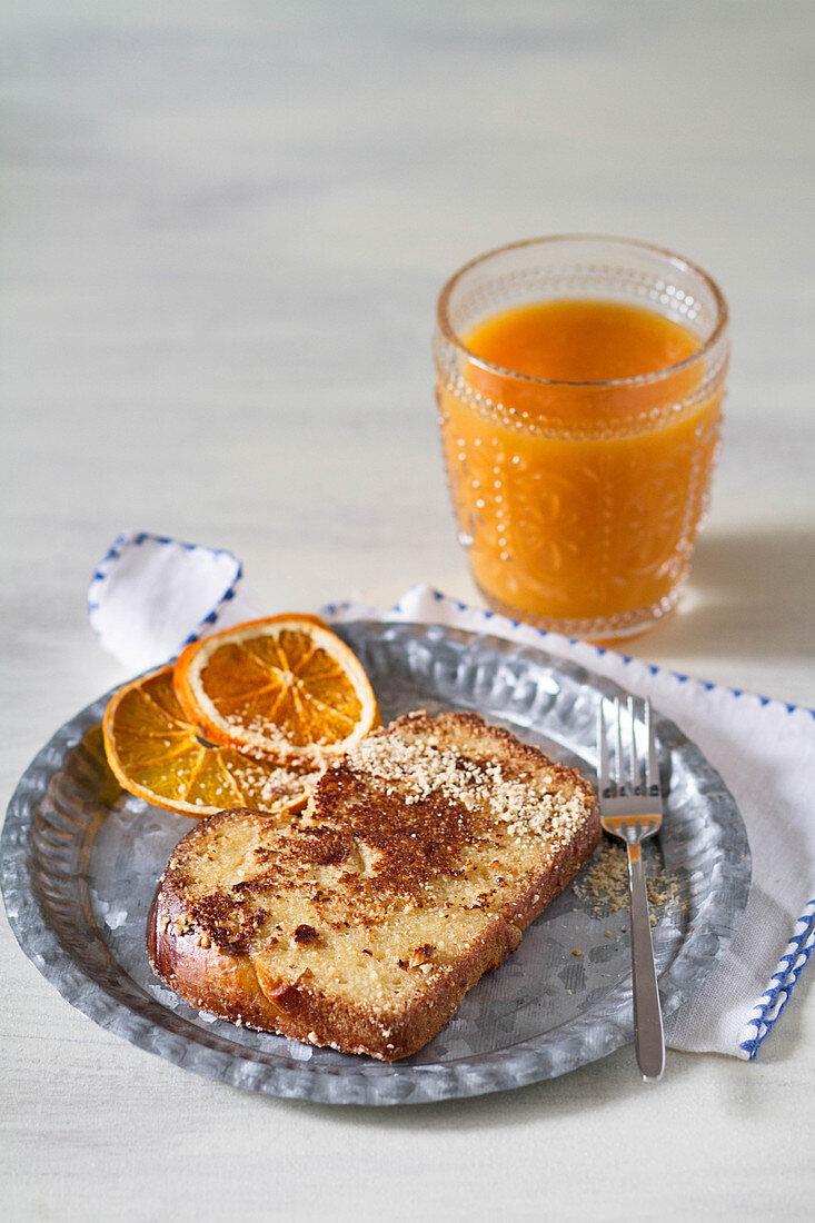 Traditional French pain perdu made with pain brioche