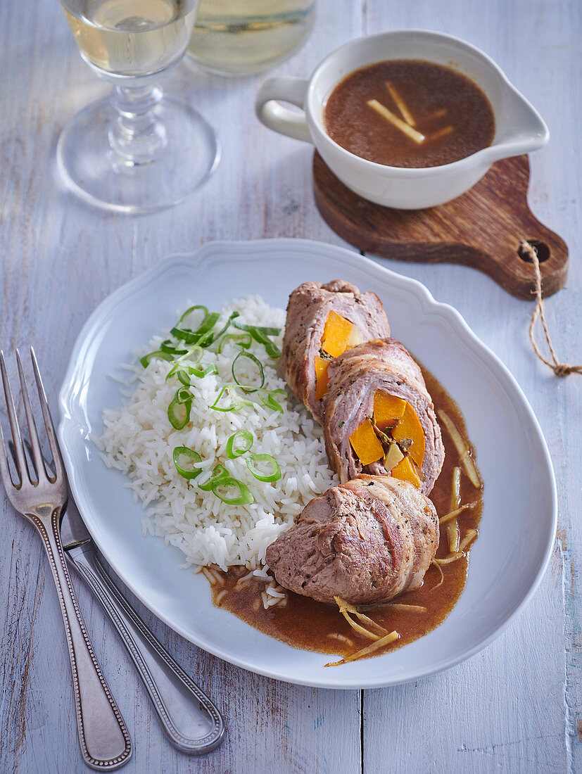 Beef rolls with pumpkin and ginger