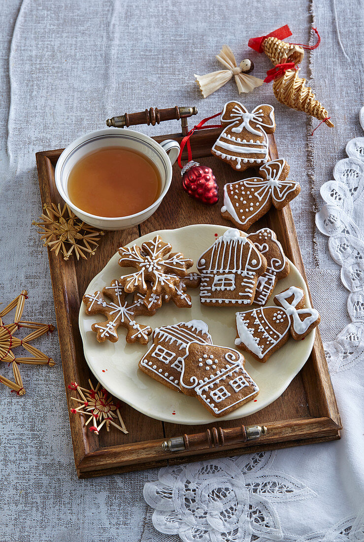 Traditional decorated Christmas gingerbreads