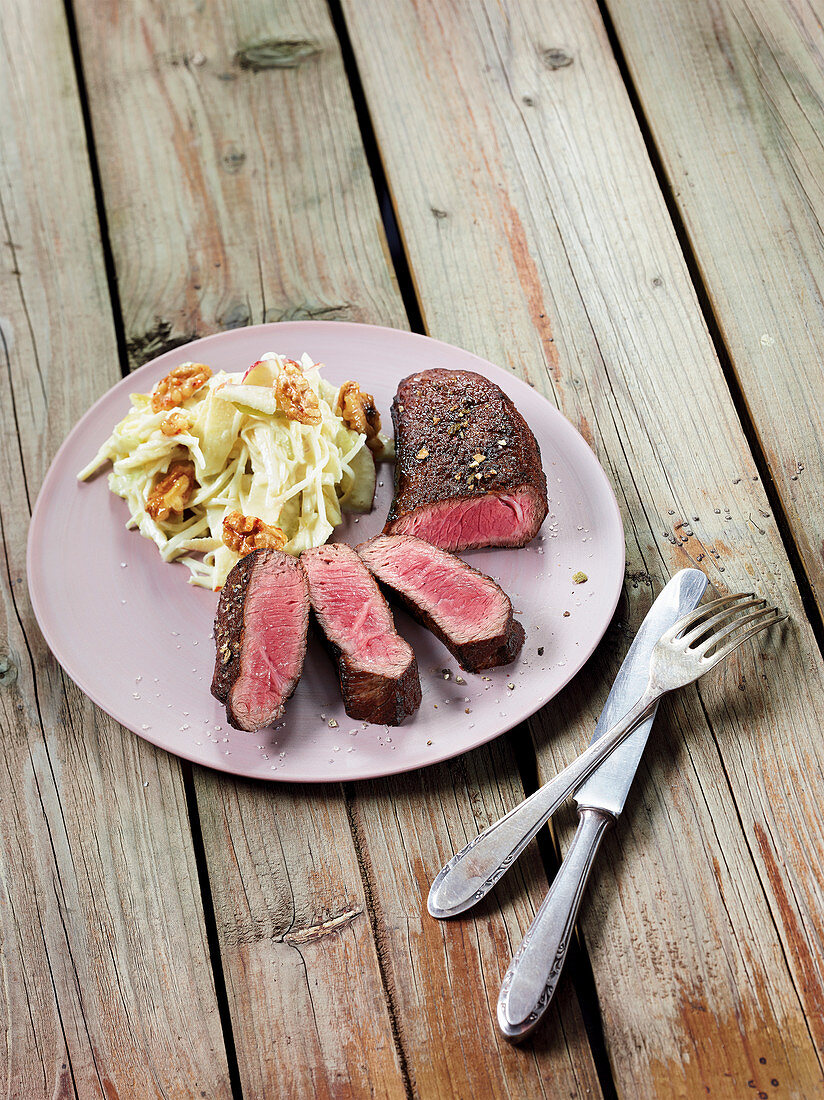 US rump cap made in a Beefer with an apple and celery salad