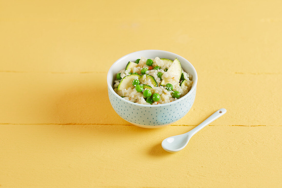 Zucchini-Erbsen-Risotto mit Gruyère