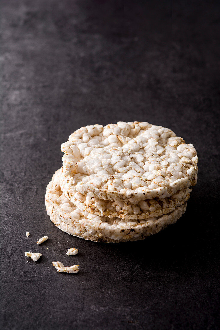 Rice cakes on a dark background
