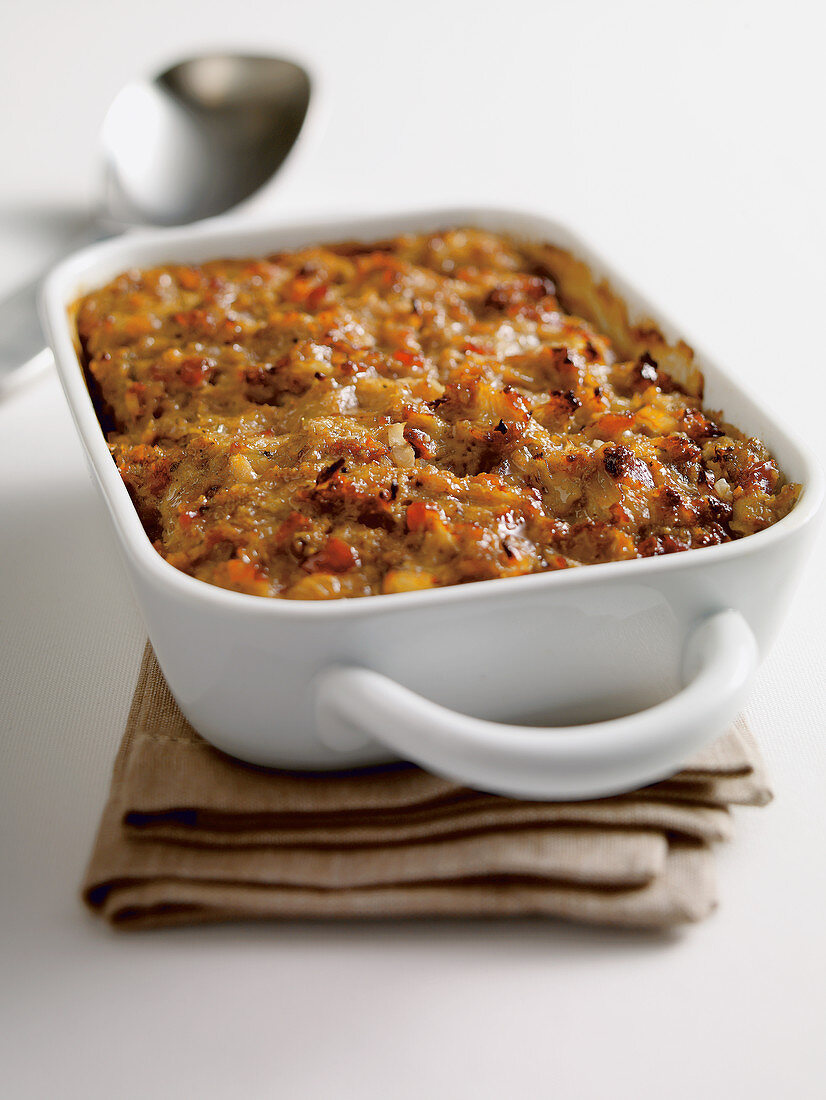 Franconian Krautsbraten (sauerkraut meat loaf) made with minced meat, pâté and white cabbage