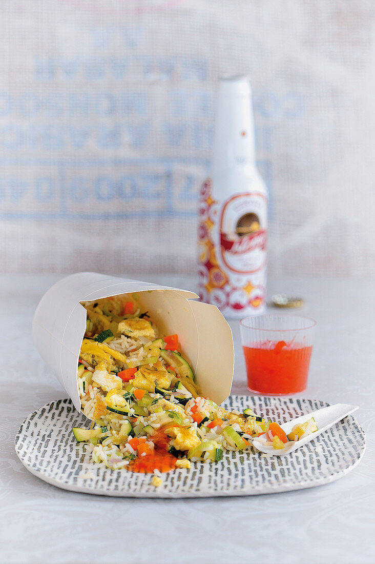 Fried rice with vegetables and egg