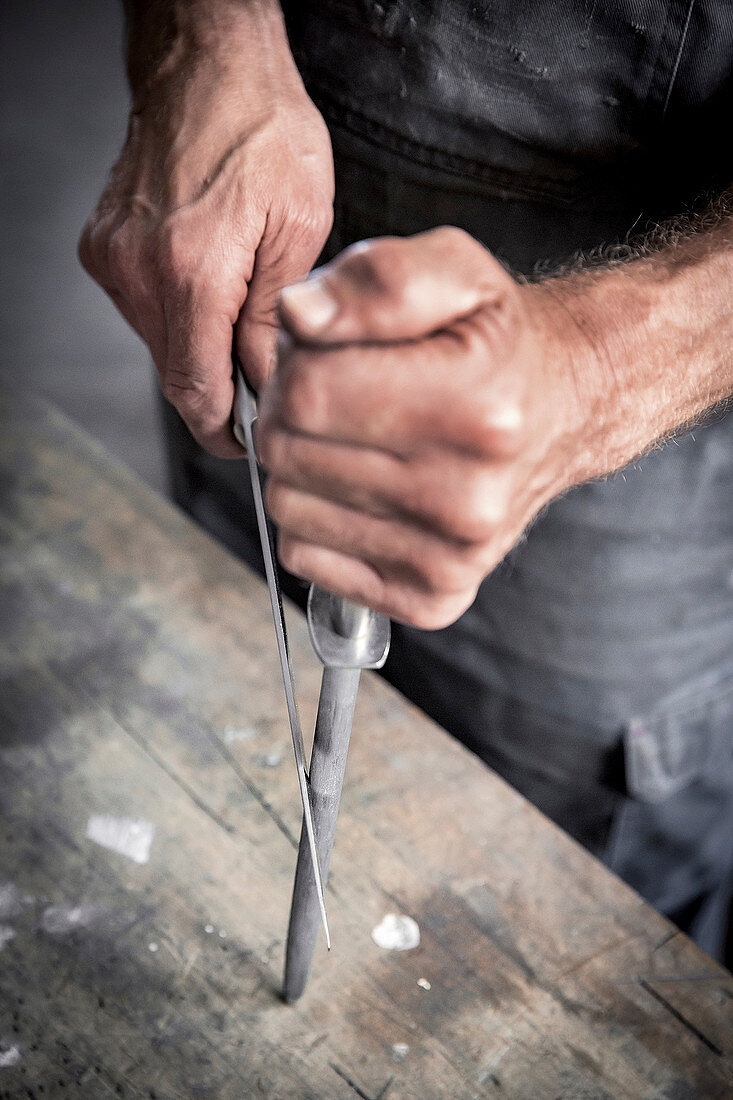 A knife being sharpened