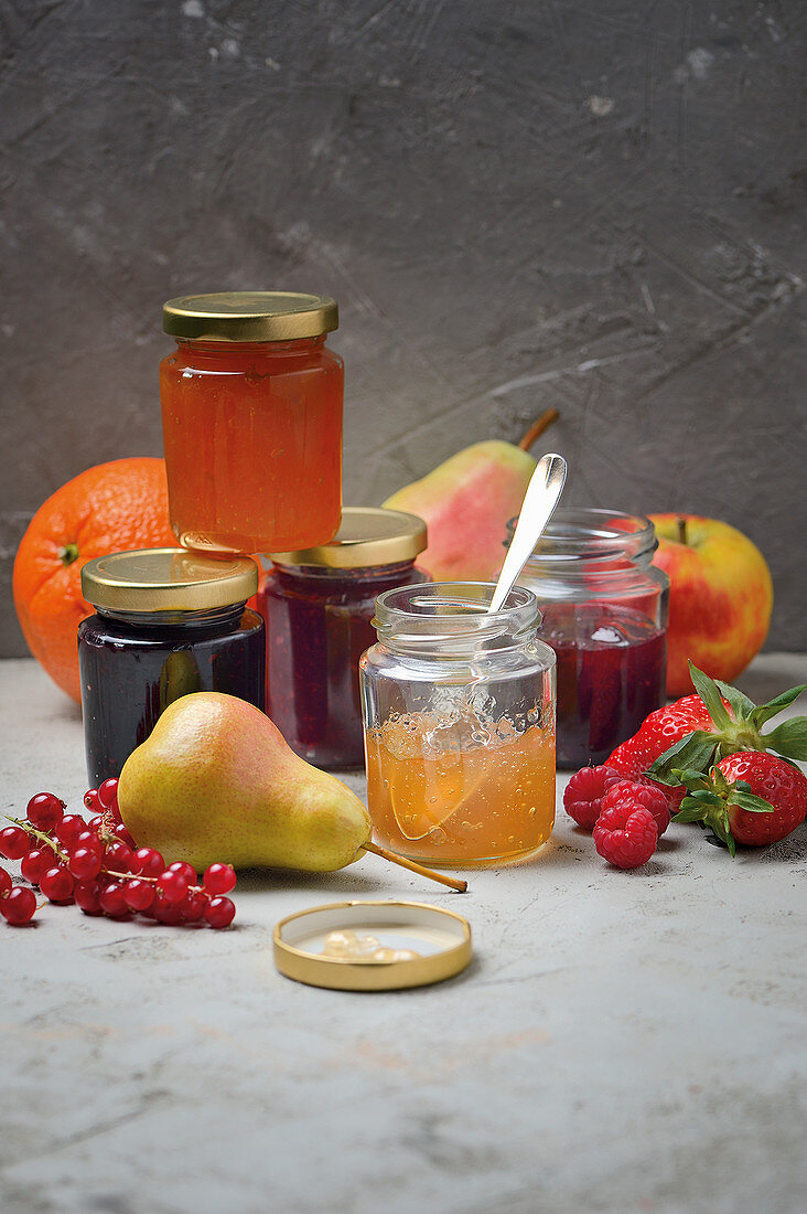 An arrangement of various preserves