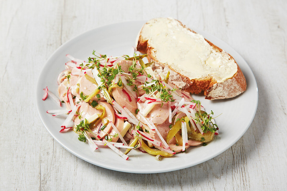 Swiss meat salad with radishes