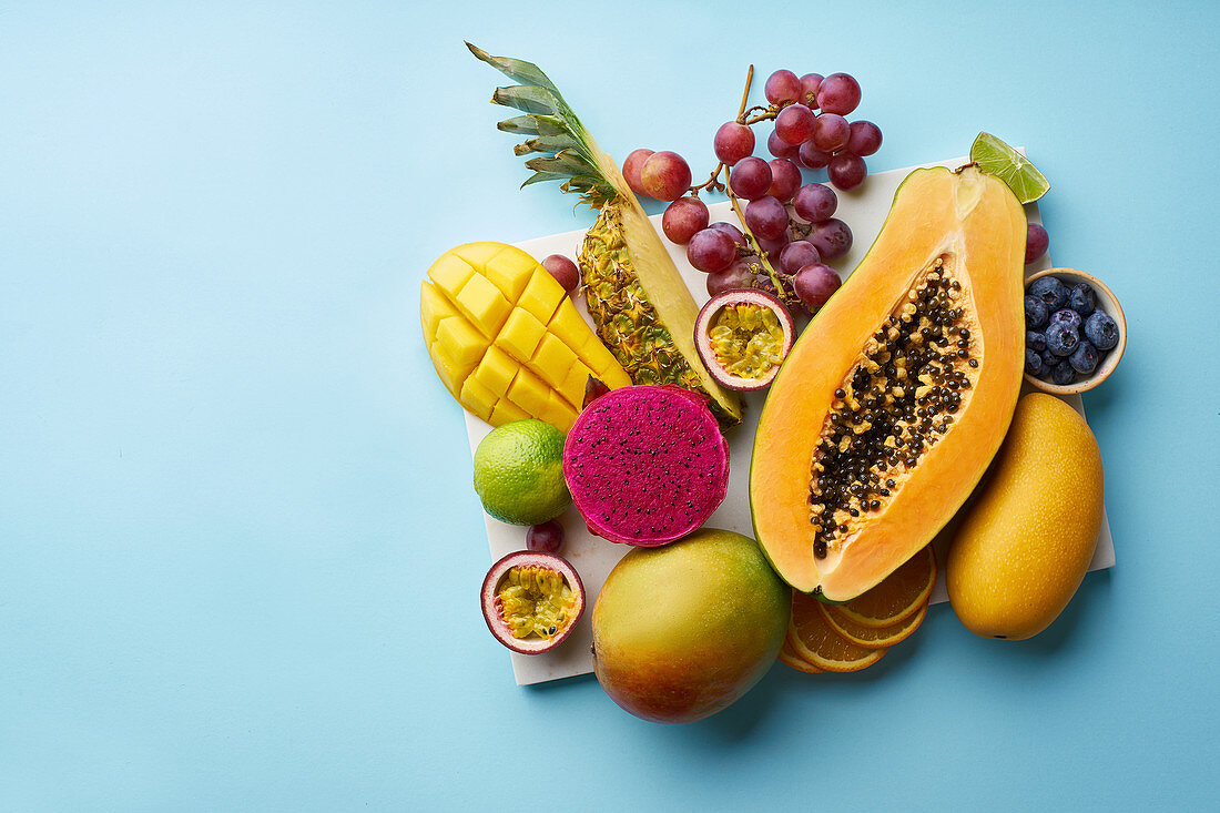 Tropical fruits on a tray