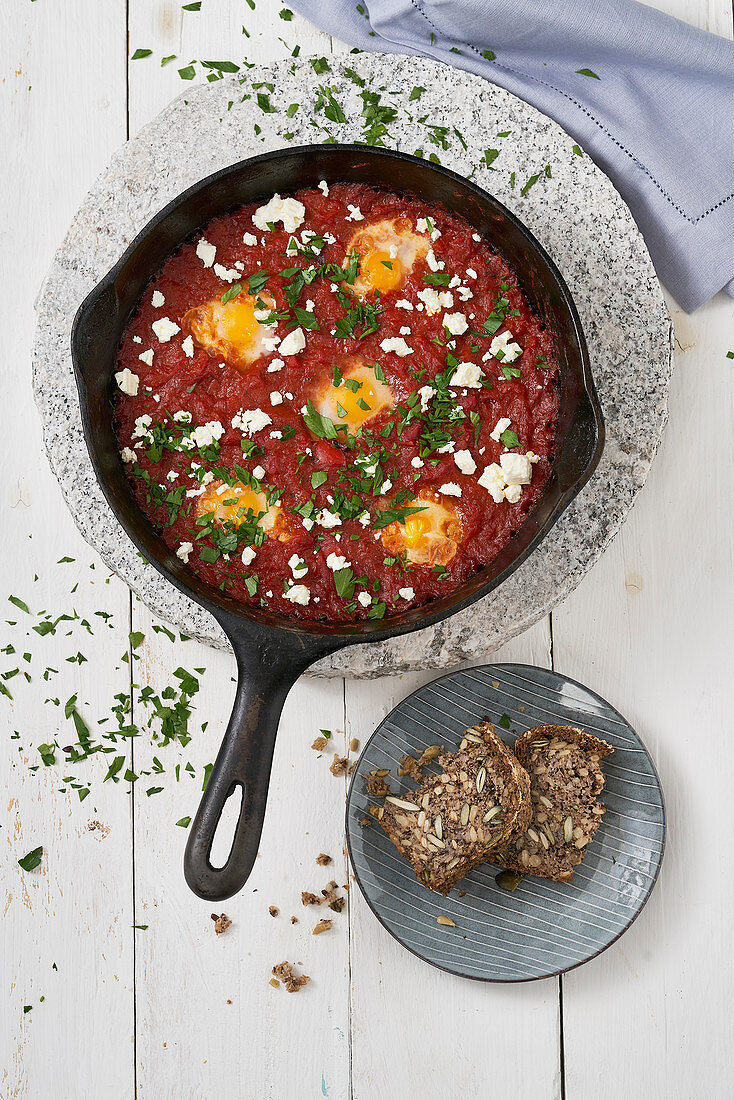 Pepper shakshuka with feta cheese