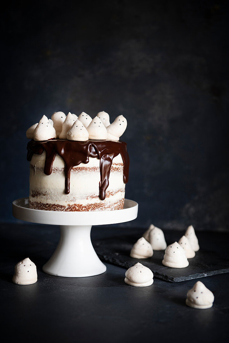 Chocolate meringue ghost cake