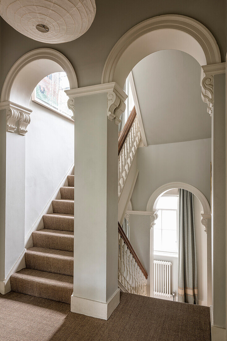 Elegant Victorian arches in stairway