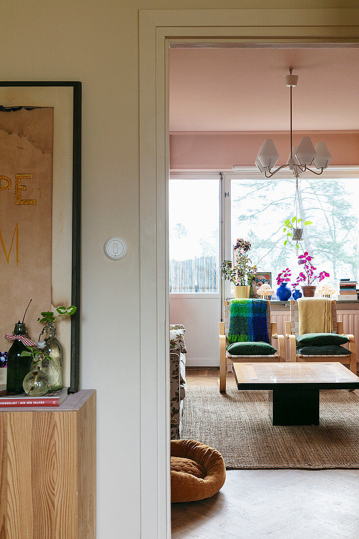 A view of a coffee table in a living room