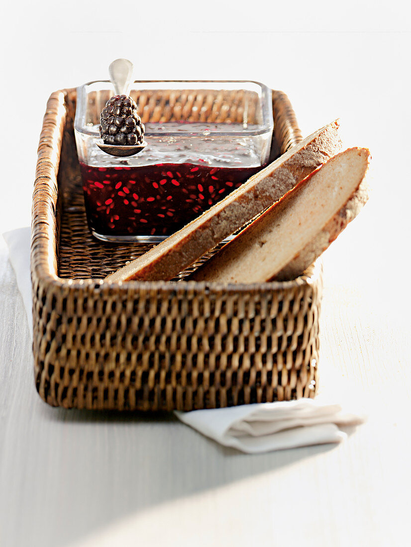 Blackberry jam with bay leaves