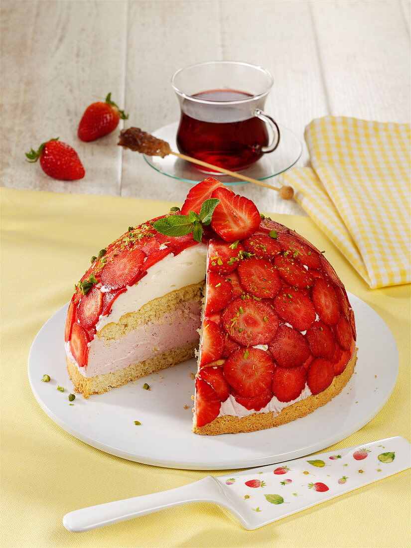 Strawberry dome cake