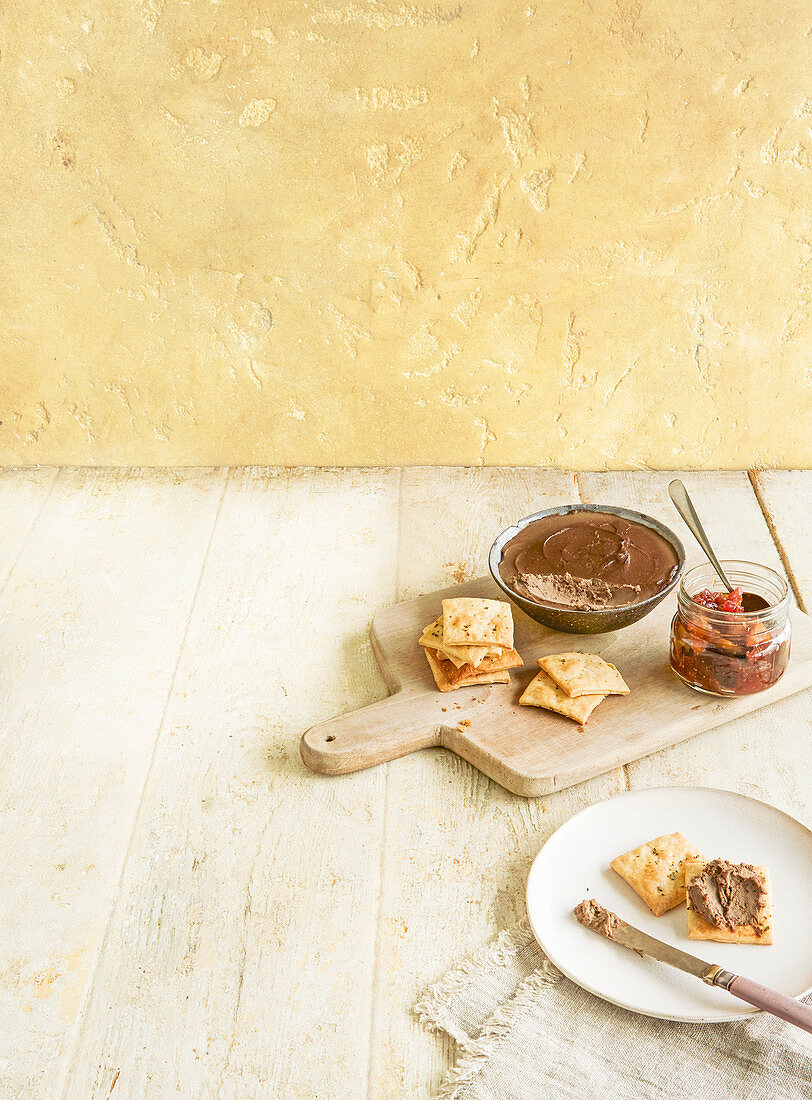 Port and chicken liver pate, Fresh fig chutney, Homemade rosemary crackers