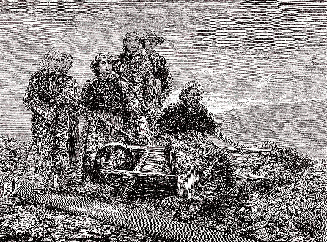 Coal sorters, 19th century illustration