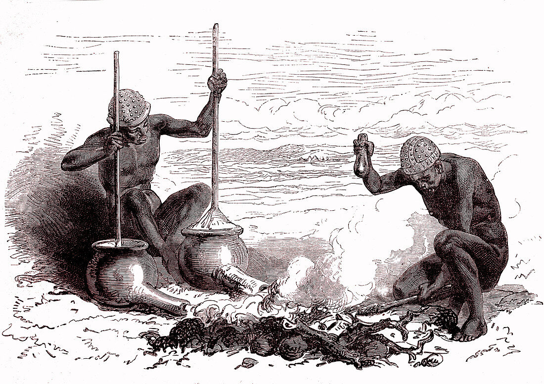 Latuka blacksmiths, 19th Century illustration