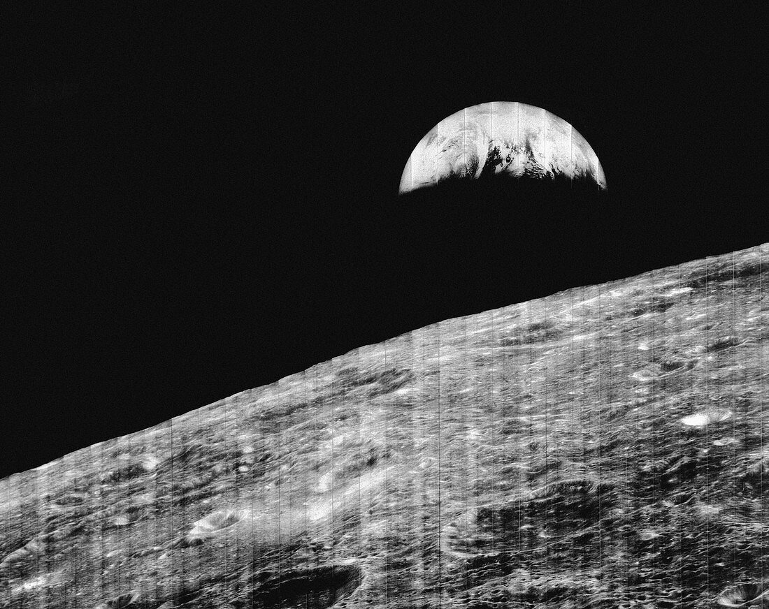 Earthrise from Lunar Orbiter 1, 1966