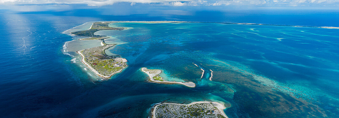 Aerial shot of the entrance to Kanton Atoll, Kiribati